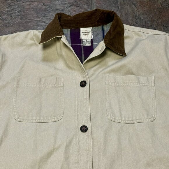 ~~BOUNDARY WATERS Chore Barn Utility Jacket Ivory Flannel UNISEX M Lined - Picture 3 of 6